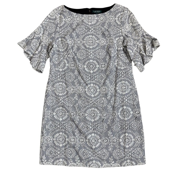 Lauren Ralph Lauren 14 HEAVILY Embroidered Flutter Short Sleeve Striped Spring - Picture 11 of 13